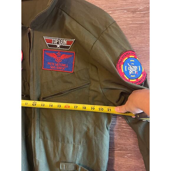 Top gun Marvericks Overalls Full zip Army Green Patches Size Adult Large - Picture 4 of 7